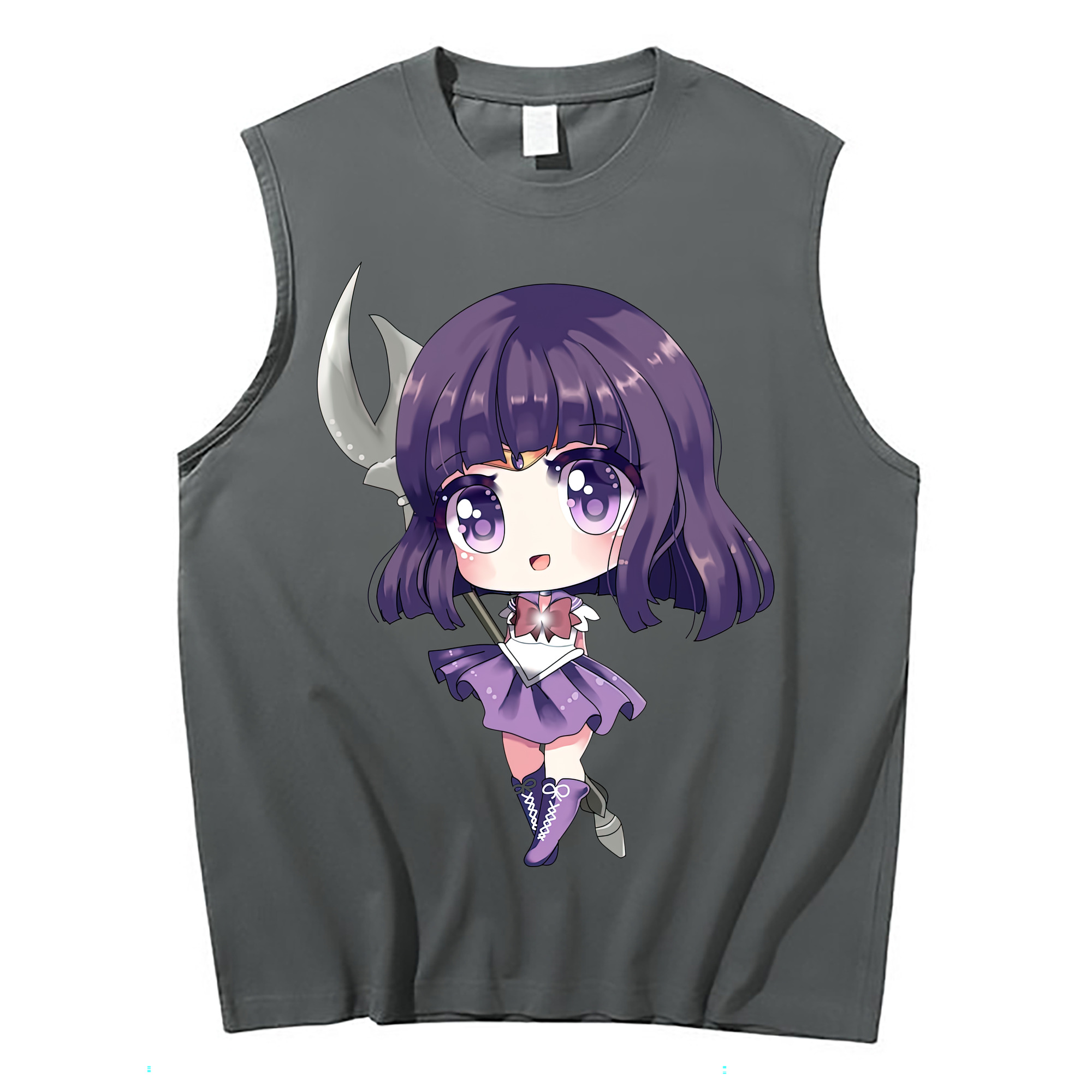 （画像用） 美少女戦士セーラームーン 土萠ほたる Sailor Moon Tomoe Hotaru （セーラーサターン；Sailor Saturn） コットン100％タンクトップ（フロントプリント）